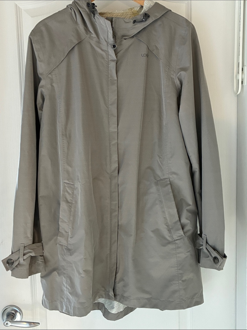 Lole Hooded Trench Coat in Light Gray